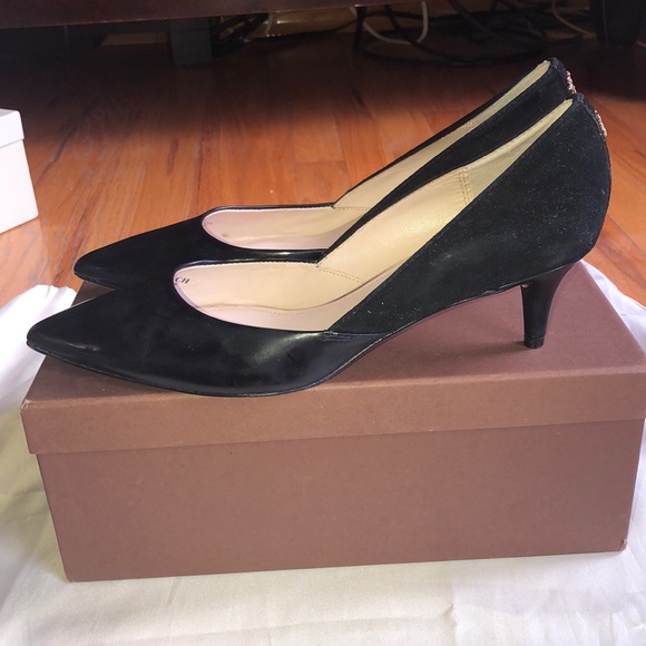 Coach Chambers Box Calf Black Suede Mid Heels / 7 - Picture 3 of 8